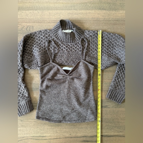 Anthropologie ASTR The Label Cable Knit Sweater Shrug Set-Brown-Size Medium - Picture 8 of 16